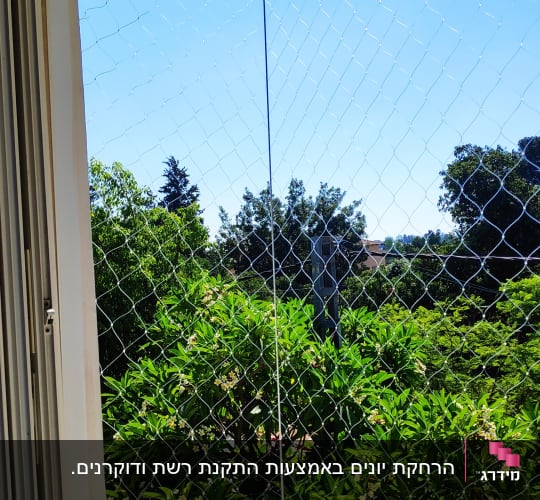 רשת למניעת כניסת יונים במרפסת